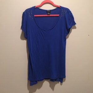 Blue Shirt with Bedazzled Shoulders