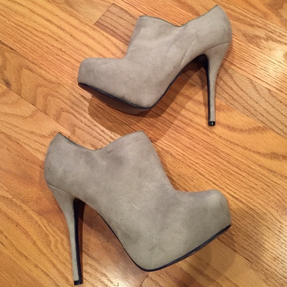 Charlotte Russe Shoes - Suede light gray/nude booties