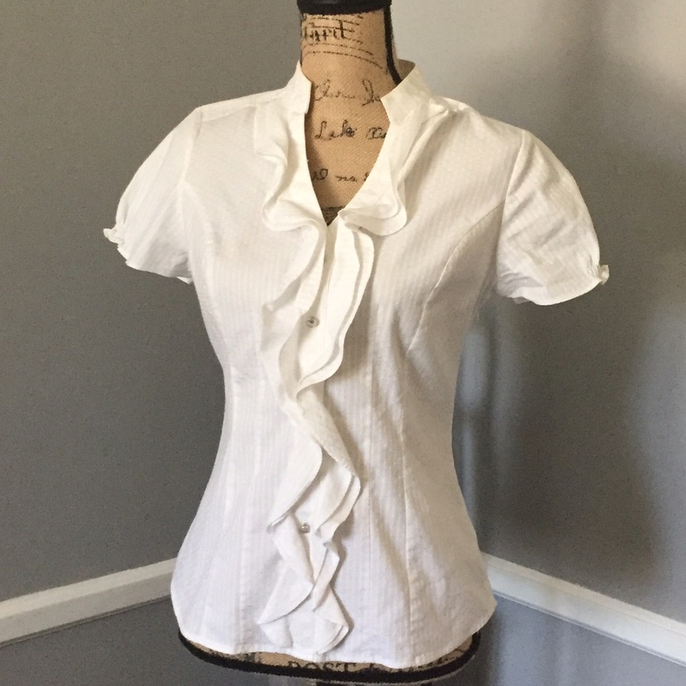 Express Ruffled White Blouse