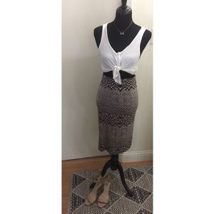 Knit Tribal Print Midi Skirt