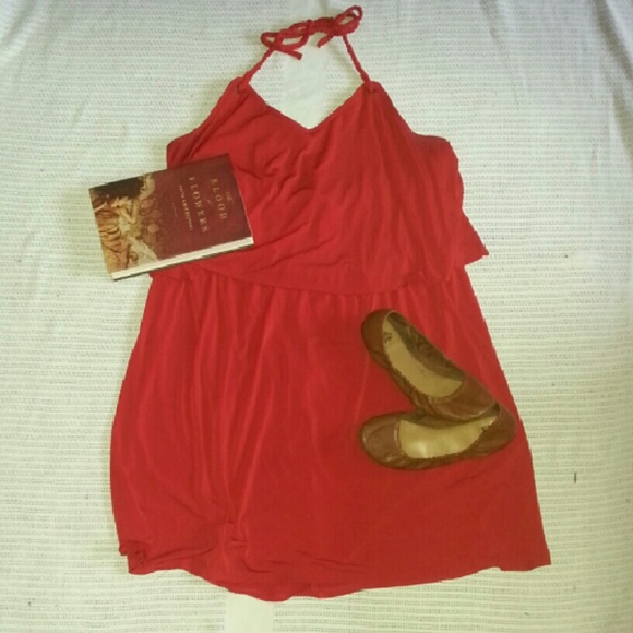 Red Tiered Halter Dress