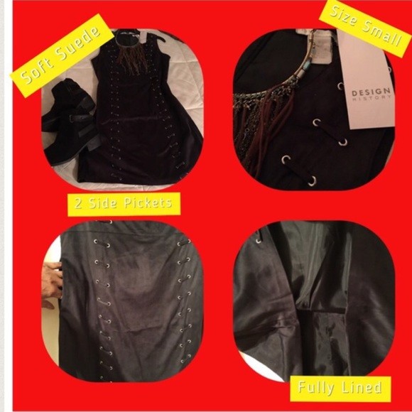 🌟🌟Design History Vegan Black Soft Suede Dress. B3 - Picture 6 of 7