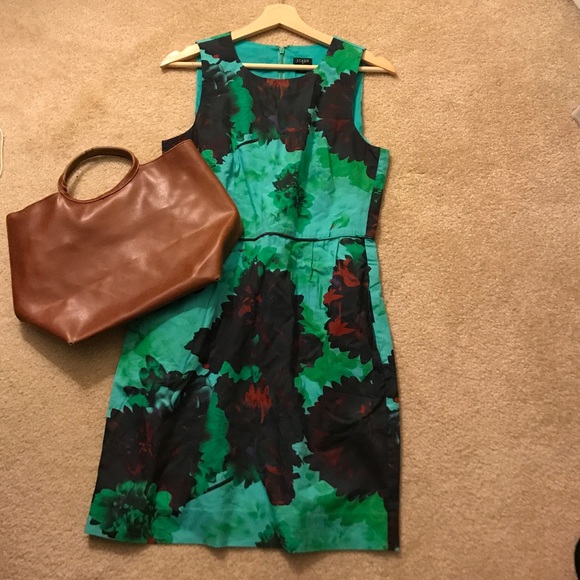 NWT JCrew Factory Teal Flowered Shift Dress Size 6