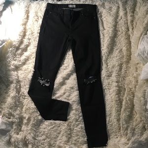 Free people black knee slit jeans