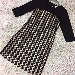 Semi Formal Dress Chico's Gold Chevron EUC Holiday