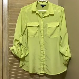 Neon yellow, Old navy button down shirt.