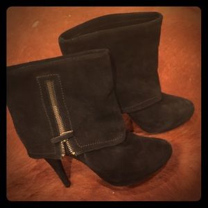 Bakers black suede fold over cuff boots