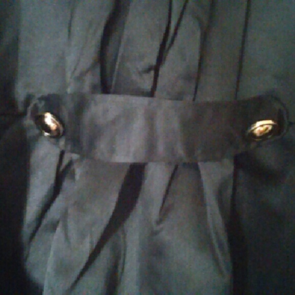 EUC Asian Brand Black Satin Trench Coat size Large - Picture 4 of 4