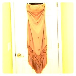 Cache Gold 20's style flapper crochet fringe dress