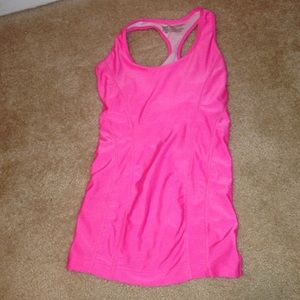 Albion hot pink ruffled razor back tank top