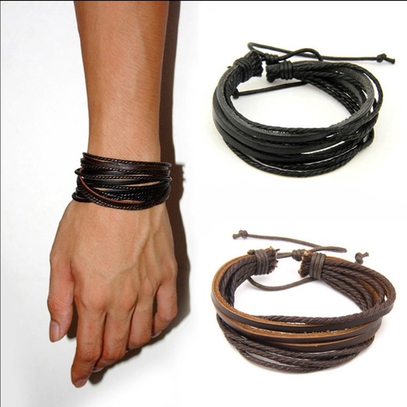 Brown multi strand leather bracelet