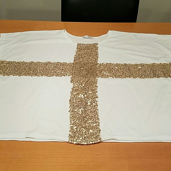Ivory top with gold sequins