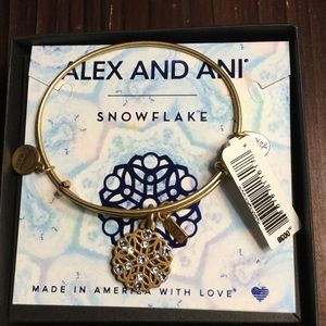 Gold Alex and Ani 2016 Snowflake Bracelet