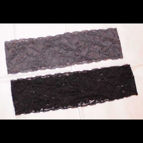 Grey and black lace headbands