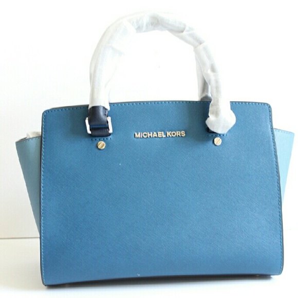 NWT Michael Kors Selma Blue Colorblock Bag charm - Picture 4 of 4