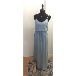 Woven drawstring maxi dress