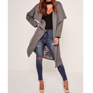 NWT MISSGUIDED 💋 FAUX WOOL WATERFALL COAT