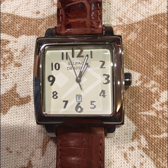 Silpada watch w/ brown leather band **Retired**