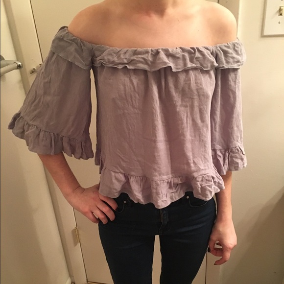 Light gray Off the shoulder shirt