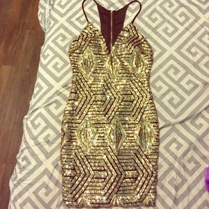 Gold sequined dress