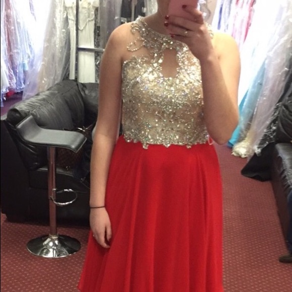 Alyce Designs red prom dress - Picture 2 of 10
