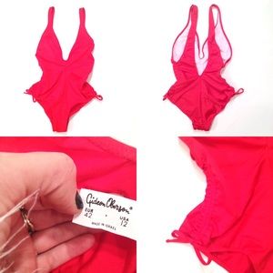 Gideon Oberson Designer One Piece Red Swimsuit S