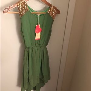Beautiful Green and Gold flowing dress
