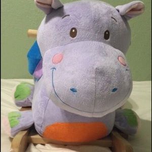 Plush rocking hippo with safety belt