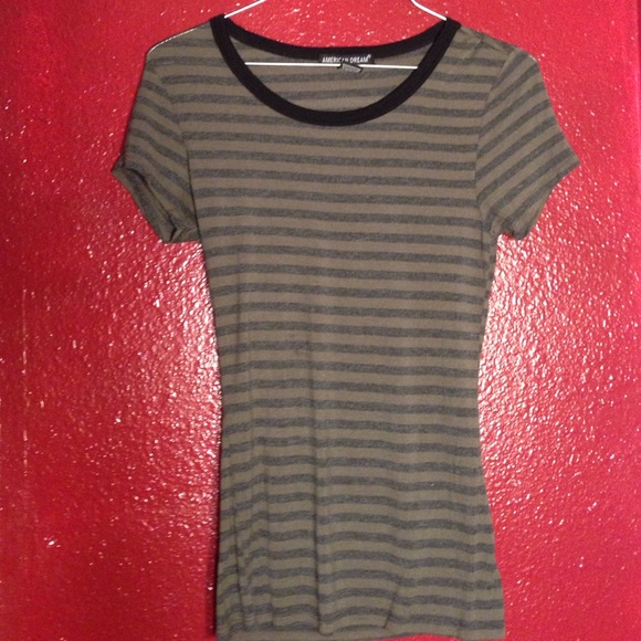 Army Green Stripped Tee - Picture 1 of 4