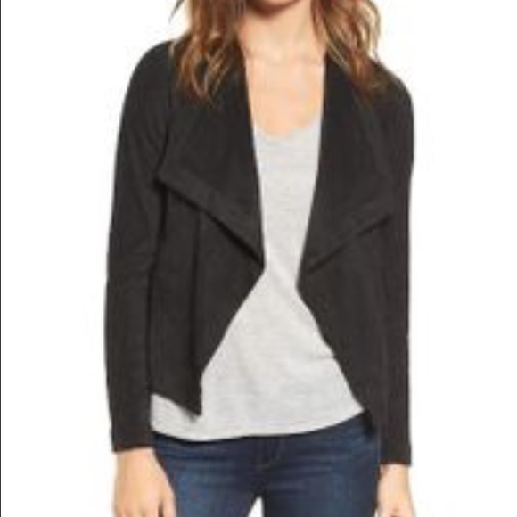 Suede drape front jacket