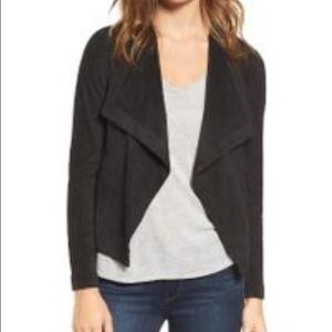 Suede drape front jacket