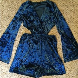 Blue velvet romper from Forever 21