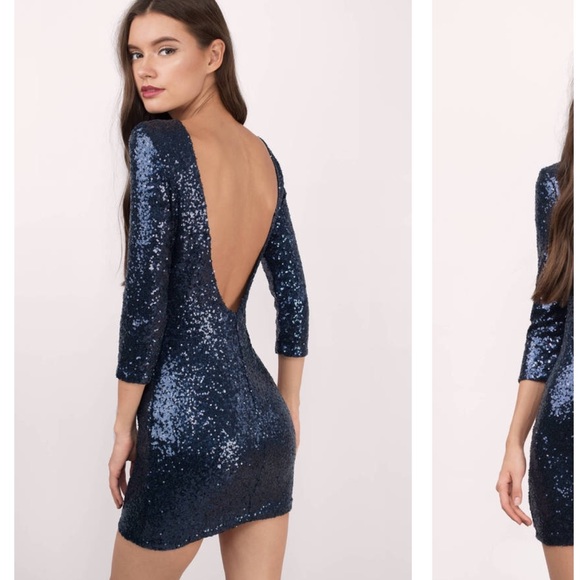 Blue Sequin Mini Dress