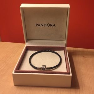 Pandora black leather bracelet
