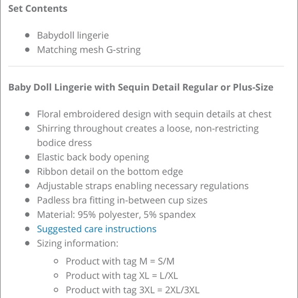 Babydoll 2PC Set Lingerie in Plus and Regular Size - Picture 3 of 6