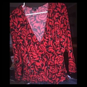 Sparkly red and black Cupid's cleavage Blouse