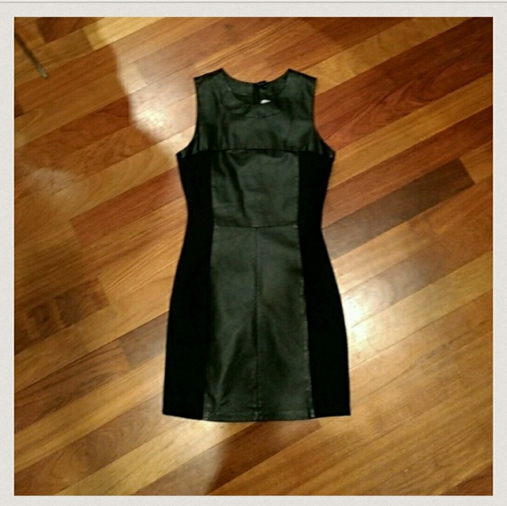 Black Leather Panel Dress