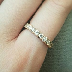 14k Real Gold & Diamonique Eternity Band