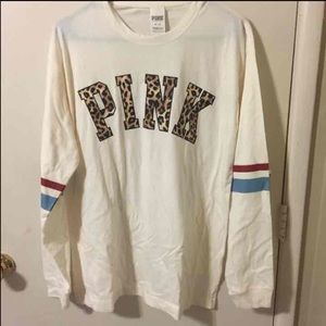 Nwt! Pink Vs leopard crewneck (m)