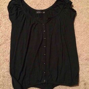Medium Button Down Black Blouse