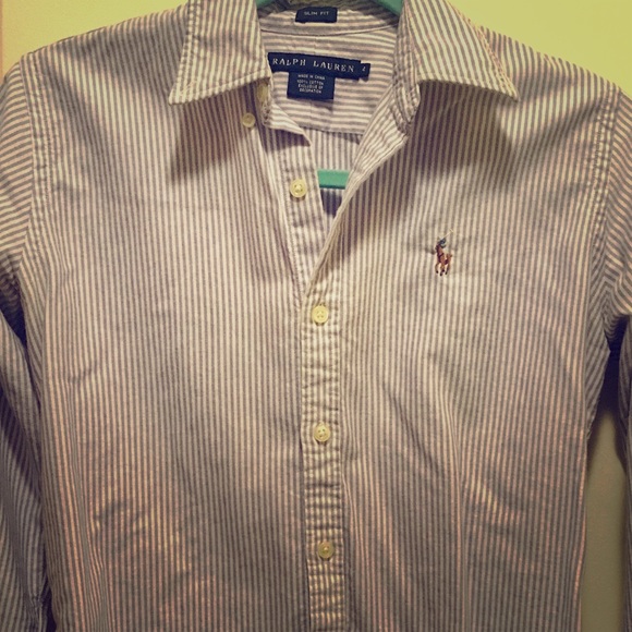 Purple Striped Polo Oxford