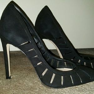 Zara Black leather cut out heels