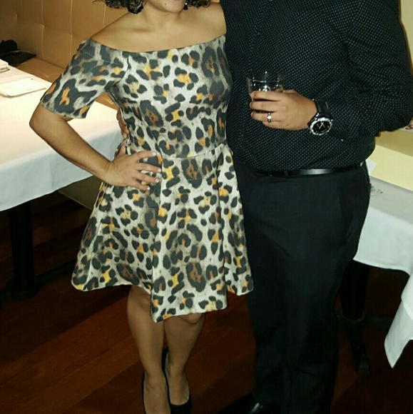 Off the shoulder cheetah dress