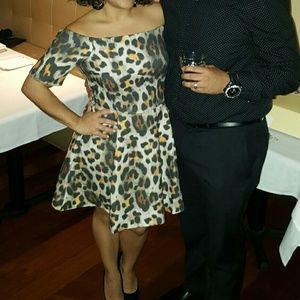 Off the shoulder cheetah dress