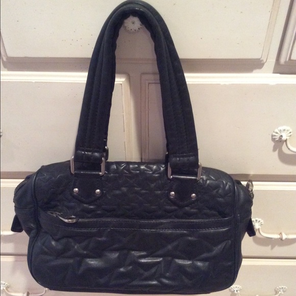 Black Leather Handbag w/ Stars