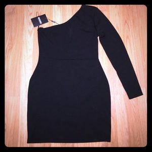 NWT Missguided One Should V Neck Black Dress