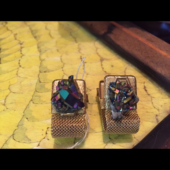 Men's TITANIUM DRUZY Gold Mesh Cuff Links