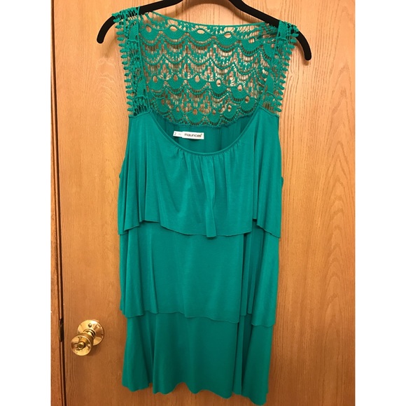 Maurice's Teal Crochet Back Tiered Tank