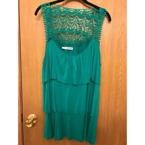 Maurice's Teal Crochet Back Tiered Tank
