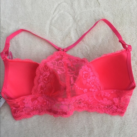 3 pc bra panty thong set racerback lace pink coral - Picture 4 of 4